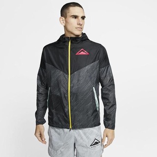 Jachete Nike Windrunner Hooded Trail Running Barbati Negrii Rosii | KUGZ-45120